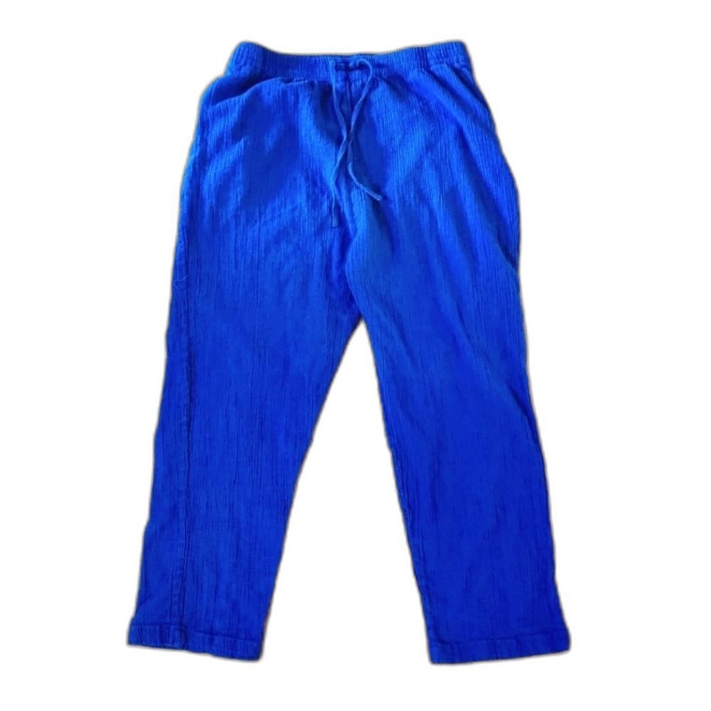 Resorts Plus Womens Sz Large True Blue Crepe Pants Drawstring